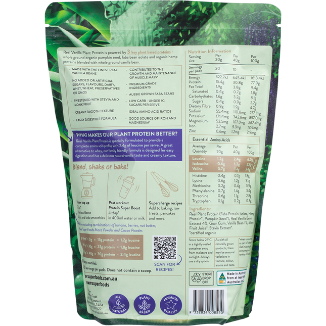 Power Super Foods Real Plant Protein Vanilla Bean vegan protein powder