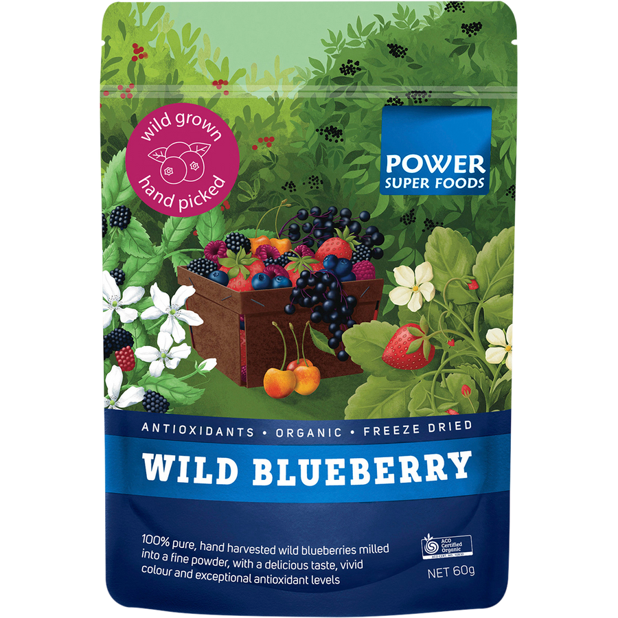 Power Super Foods Wild Blueberry Powder certified organic superfood powder