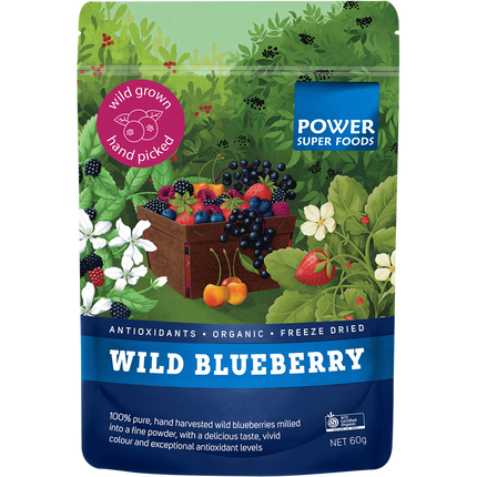 Power Super Foods Wild Blueberry Powder certified organic superfood powder