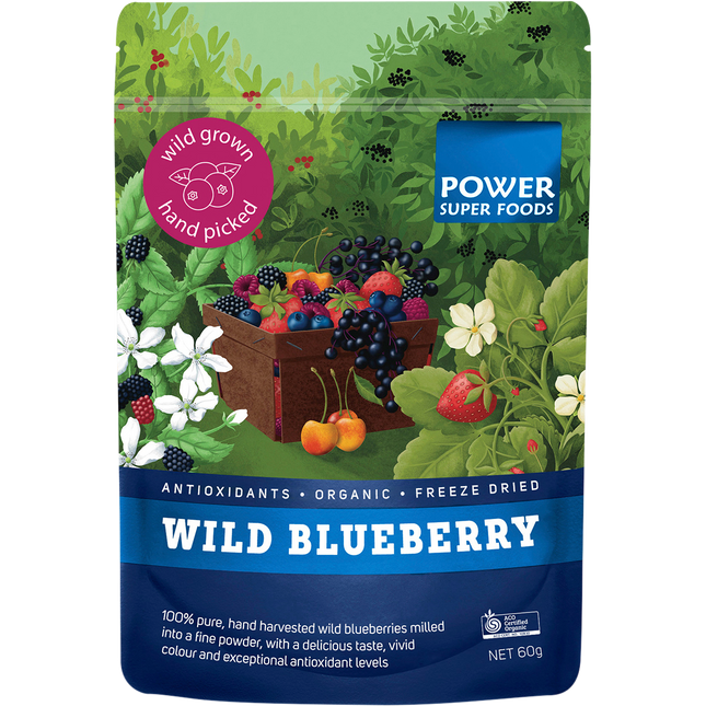 Power Super Foods Wild Blueberry Powder certified organic superfood powder