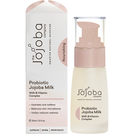 Probiotic Jojoba Milk with B Vitamin Complex lightweight moisturiser for skin barrier support