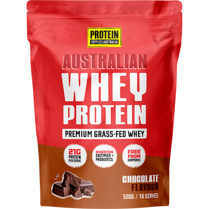 Protein Supplies Australia Australian Whey Protein in Chocolate flavor, supporting muscle growth, recovery, and fitness nutrition.