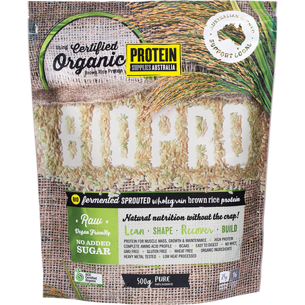 Protein Supplies Australia BioPro Sprouted Brown Rice Pure, a plant-based protein powder supporting muscle growth, recovery, and daily nutrition.