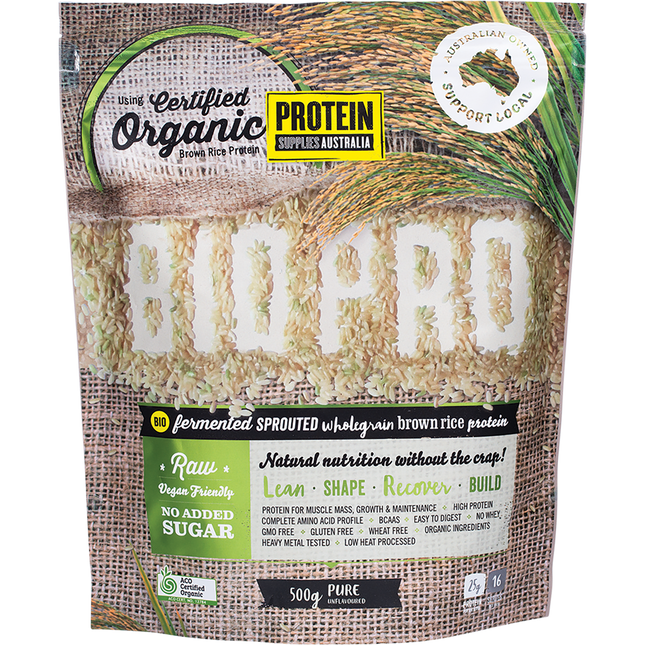 Protein Supplies Australia BioPro Sprouted Brown Rice Pure, a plant-based protein powder supporting muscle growth, recovery, and daily nutrition.