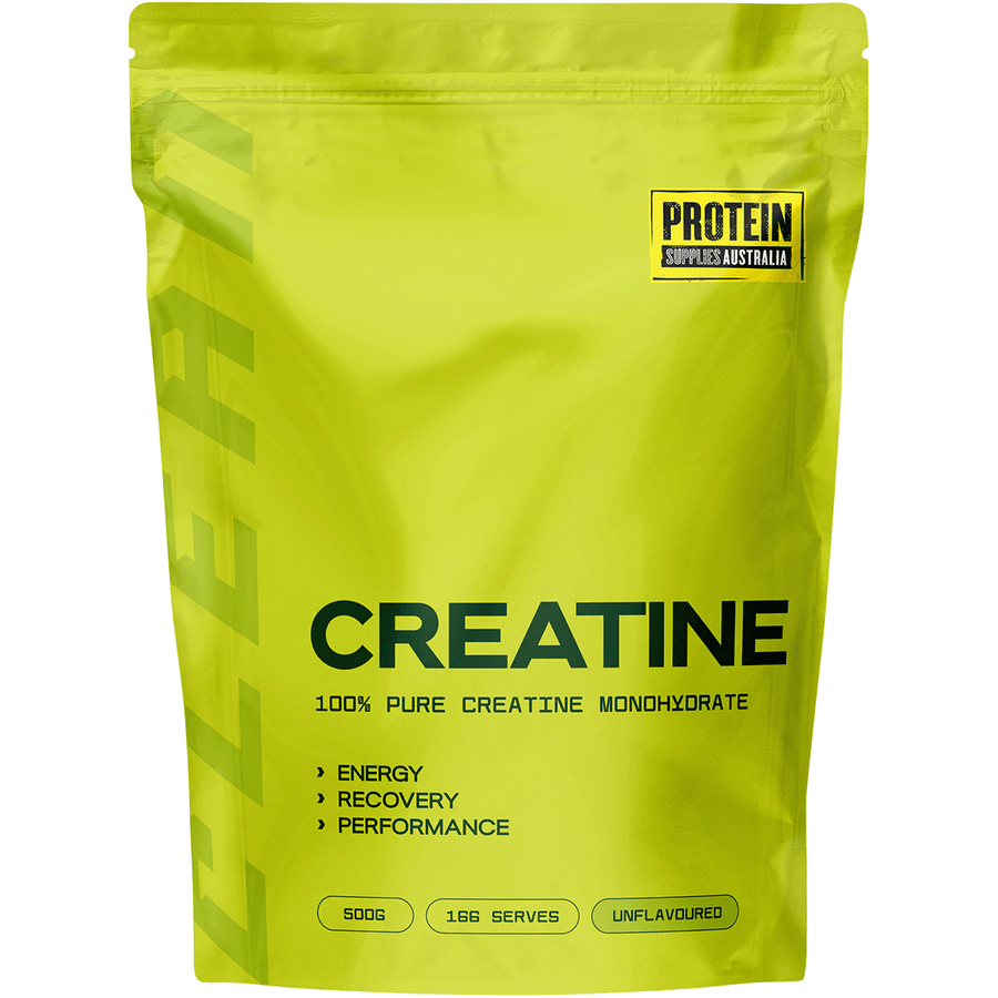 Protein Supplies Australia Creatine Monohydrate Unflavoured, a pure supplement to support muscle strength, endurance, and workout recovery.