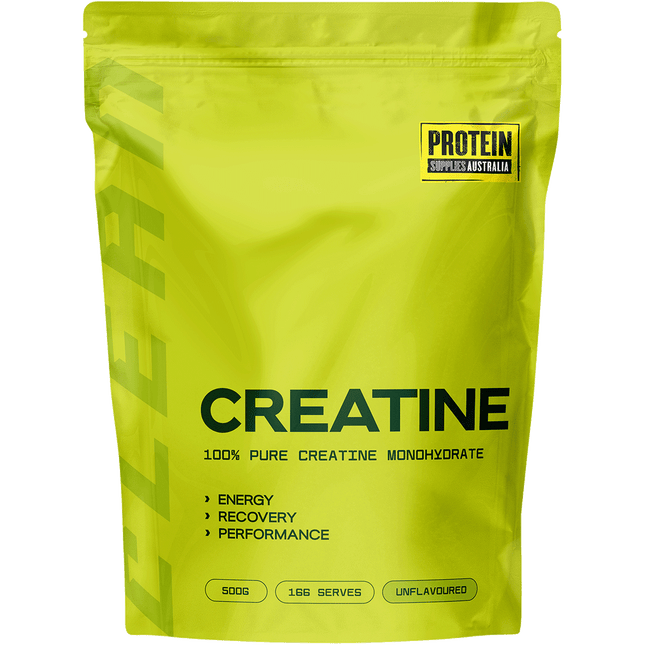 Protein Supplies Australia Creatine Monohydrate Unflavoured, a pure supplement to support muscle strength, endurance, and workout recovery.