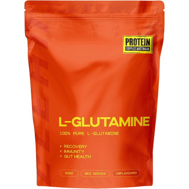 Protein Supplies Australia Plant-Based L-Glutamine Pure, ideal for muscle recovery, gut health, and supporting active lifestyles.