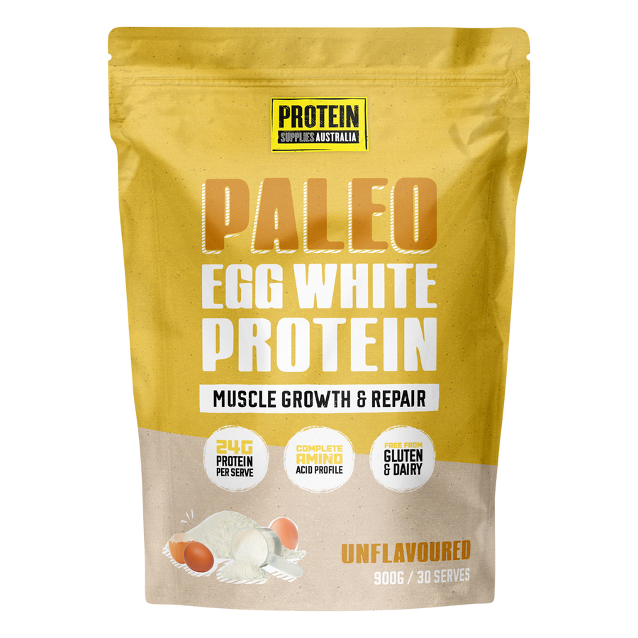Protein Supplies Australia Paleo Egg White Protein in unflavoured form, perfect for adding to shakes, smoothies, and recipes for muscle growth and recovery.