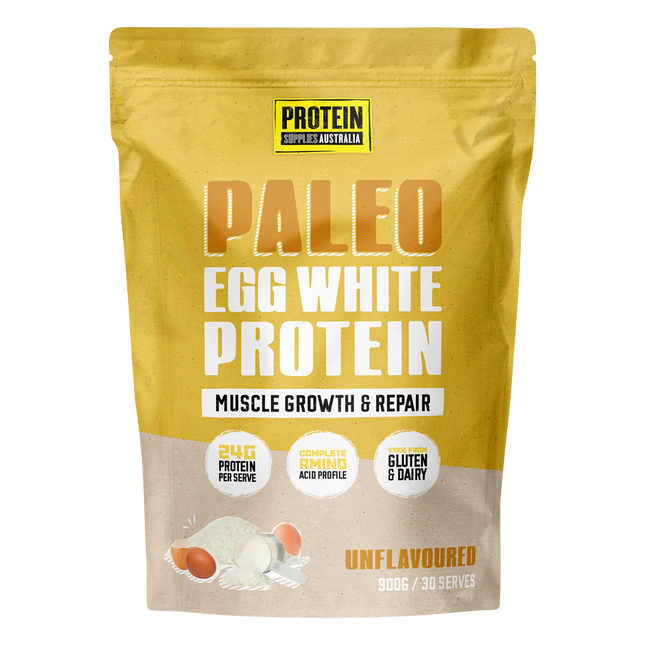Protein Supplies Australia Paleo Egg White Protein in unflavoured form, perfect for adding to shakes, smoothies, and recipes for muscle growth and recovery.