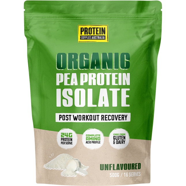 Protein Supplies Australia Pea Protein Isolate Unflavoured, a plant-based protein powder ideal for shakes, smoothies, and recipes to support muscle growth and recovery.