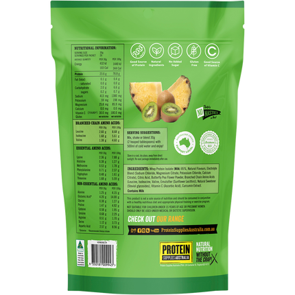 Pineapple Kiwi-flavored Protein Water from Protein Supplies Australia, perfect for hydration, protein supplementation, and an active lifestyle.