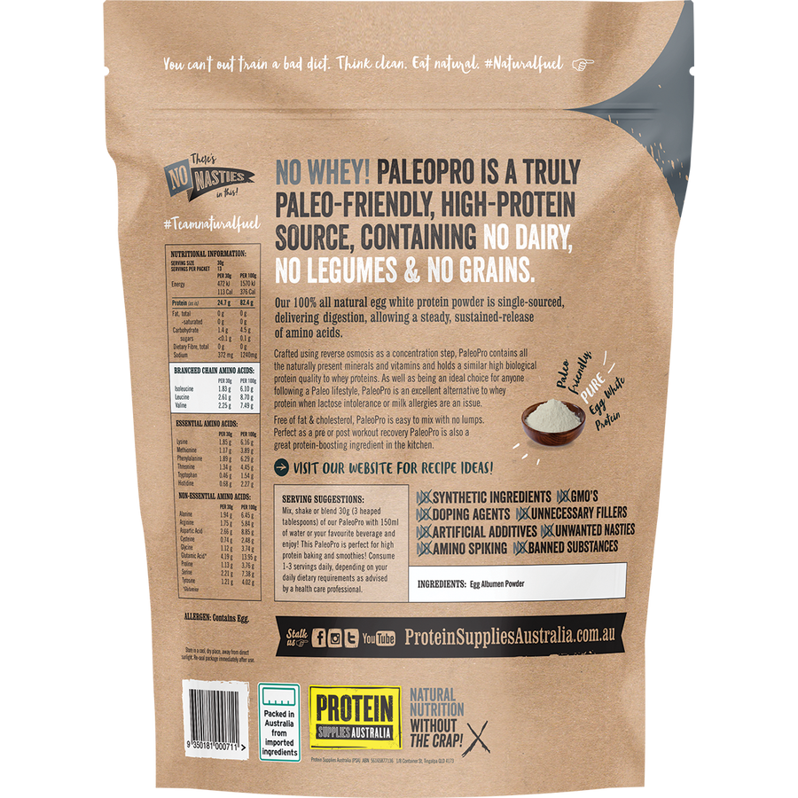 Pure PaleoPro Egg White Protein from Protein Supplies Australia, ideal for daily protein intake, fitness, and active lifestyles.
