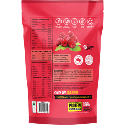 Raspberry-flavored Protein Water from Protein Supplies Australia, perfect for hydration, protein supplementation, and supporting an active lifestyle.