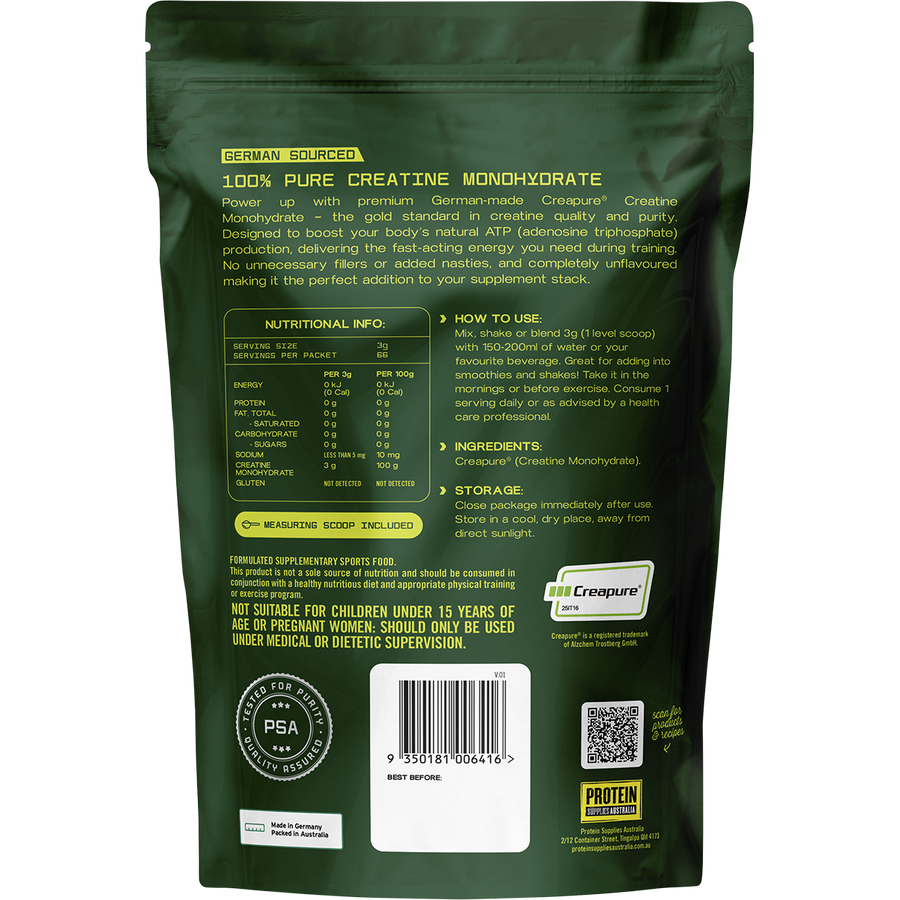 German-sourced Creapure creatine for muscle growth and recovery