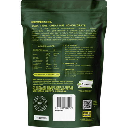 German-sourced Creapure creatine for muscle growth and recovery