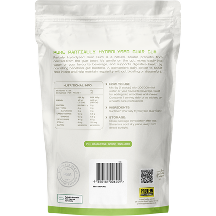 Unflavoured PHGG Fibre from Protein Supplies Australia, perfect for improving digestive health and daily fiber intake.