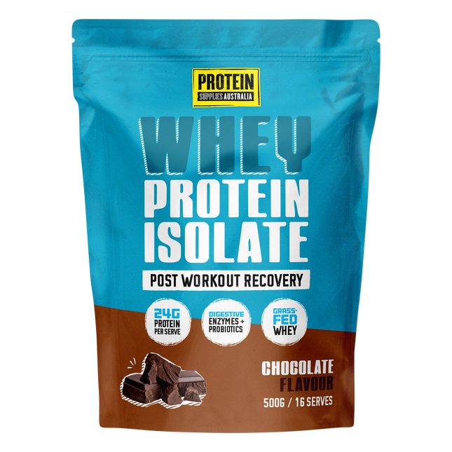 Protein Supplies Australia WPI Whey Protein Isolate in Chocolate flavor, ideal for muscle growth, recovery, and fitness nutrition.