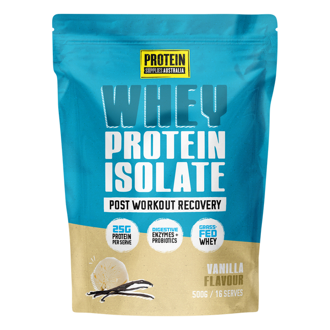 Protein Supplies Australia WPI Whey Protein Isolate in Vanilla flavor, perfect for muscle growth, recovery, and fitness nutrition.