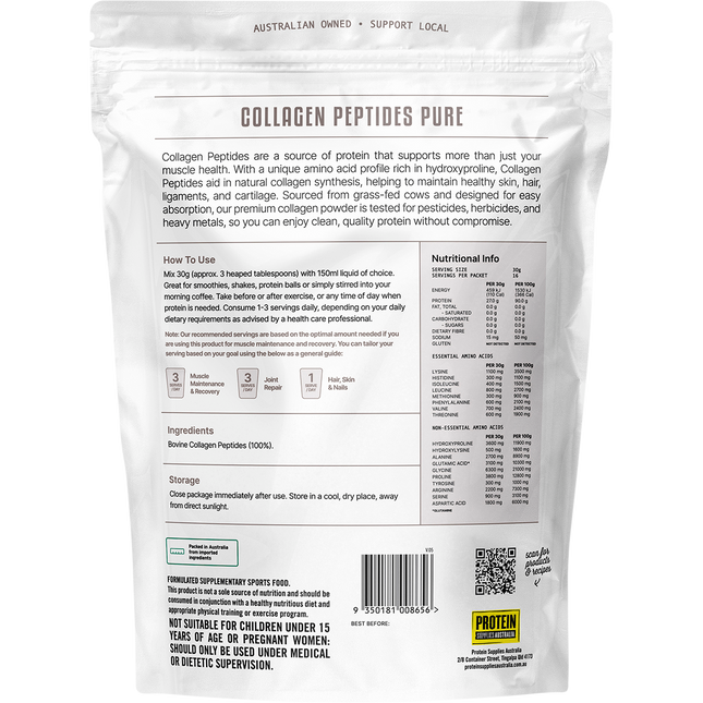 Unflavoured collagen peptides from Protein Supplies Australia, ideal for mixing into foods and drinks for daily protein and wellness support.