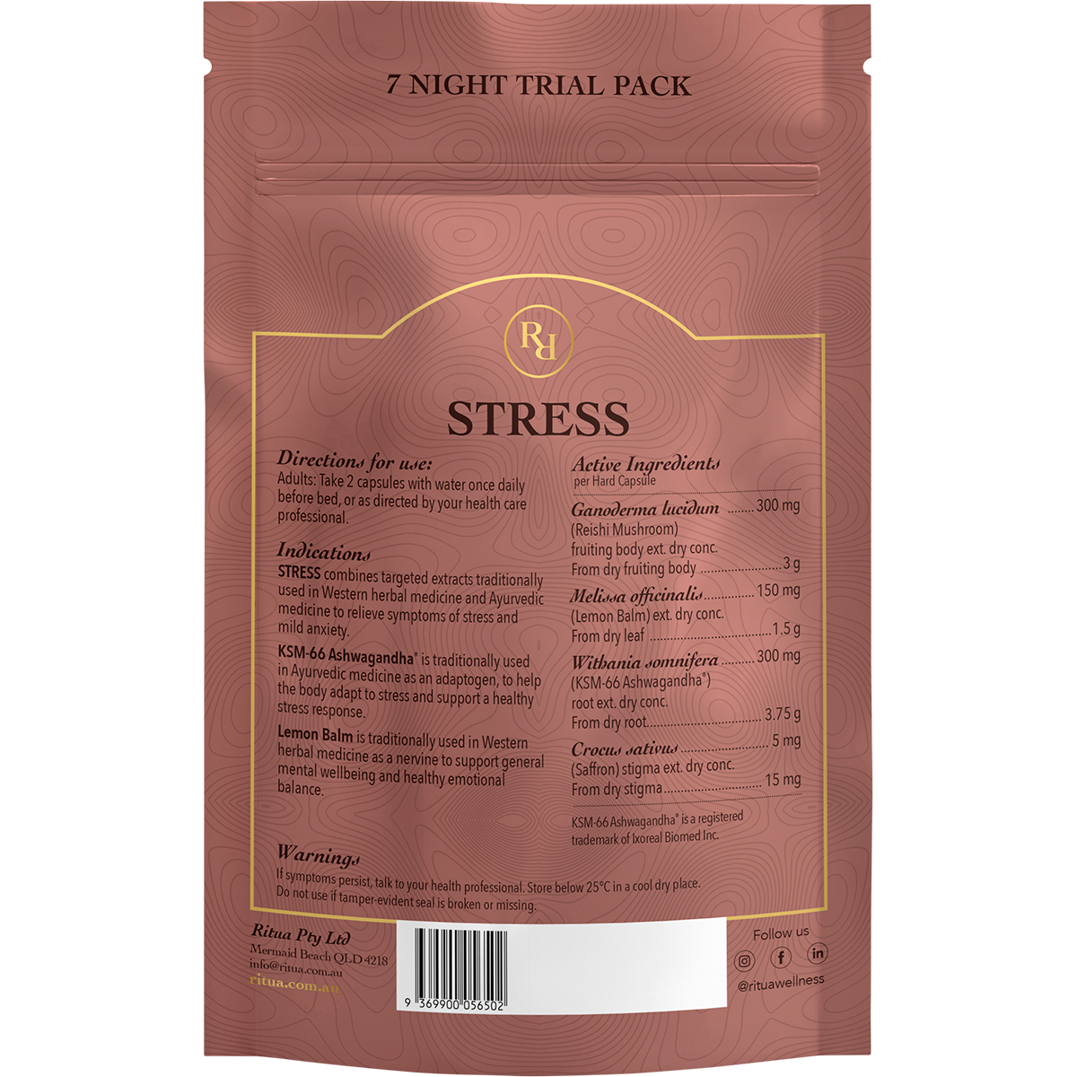 STRESS Trial Pack Saffron Ashwagandha LemonBalm Reishi