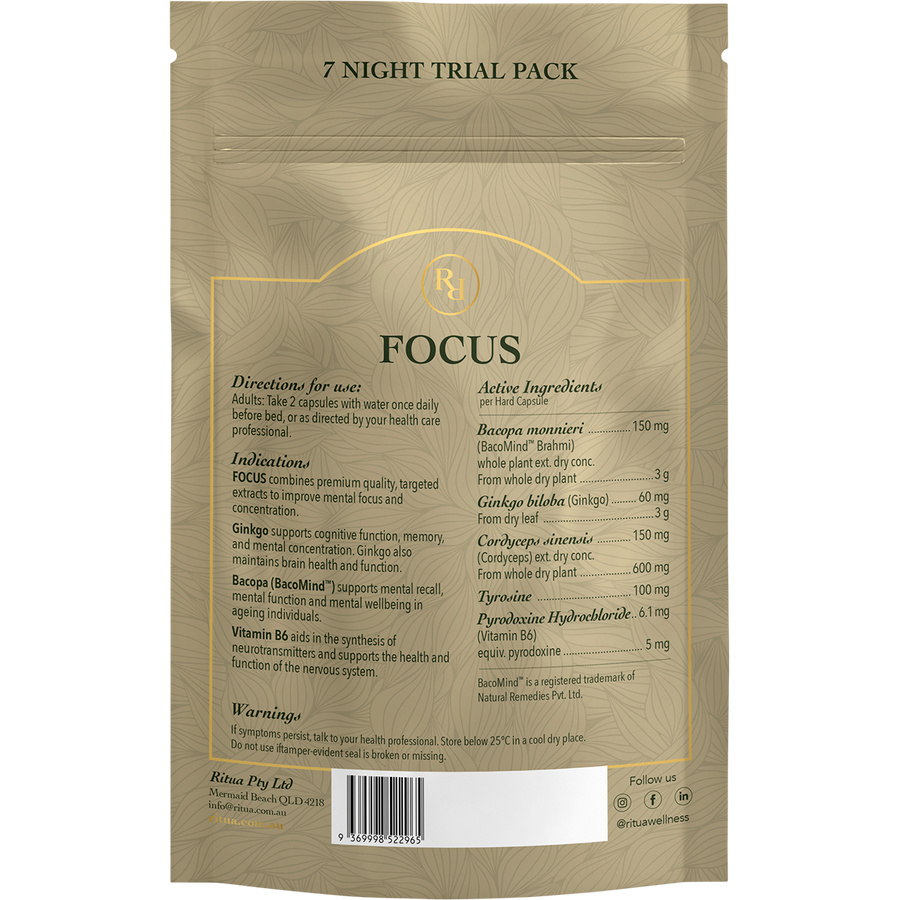 FOCUS Trial Pack BacoMind Ginko Cordyceps Tyrosine B6