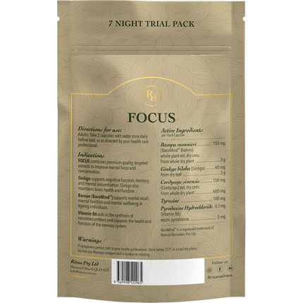 FOCUS Trial Pack BacoMind Ginko Cordyceps Tyrosine B6