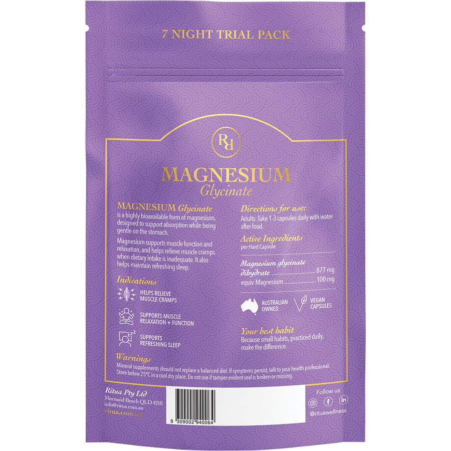 7 Night Trial Pack Magnesium Glycinate - Back View