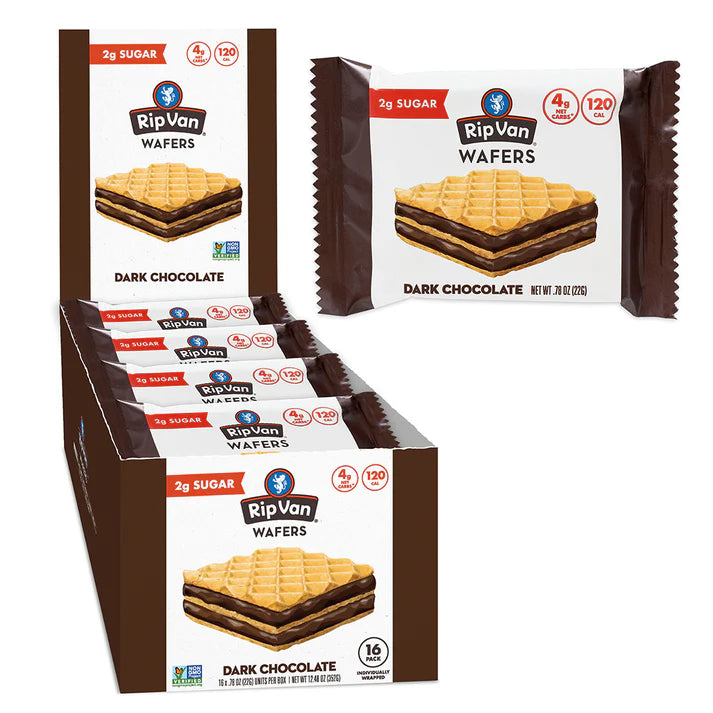 Rip Van Dark Chocolate Wafer Cookies - Healthy Snacks - 16 Count