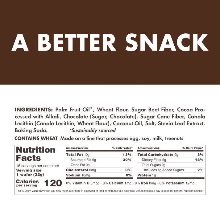 Rip Van Dark Chocolate Wafer Cookies - Healthy Snacks - 16 Count
