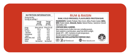 Fibre Boost Cold Pressed Rum and Raisin flavoured Protein Bar