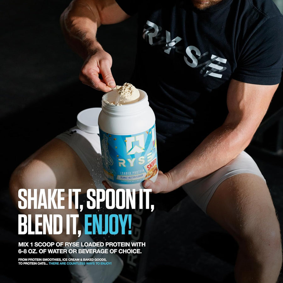 Ryse Blueberry Muffin Loaded Protein Powder, Shake it, spoon it, blend it, enjoy