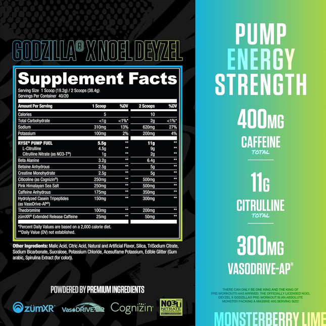Supplement facts label and ingredients list for a product with visible branding and nutritional information.