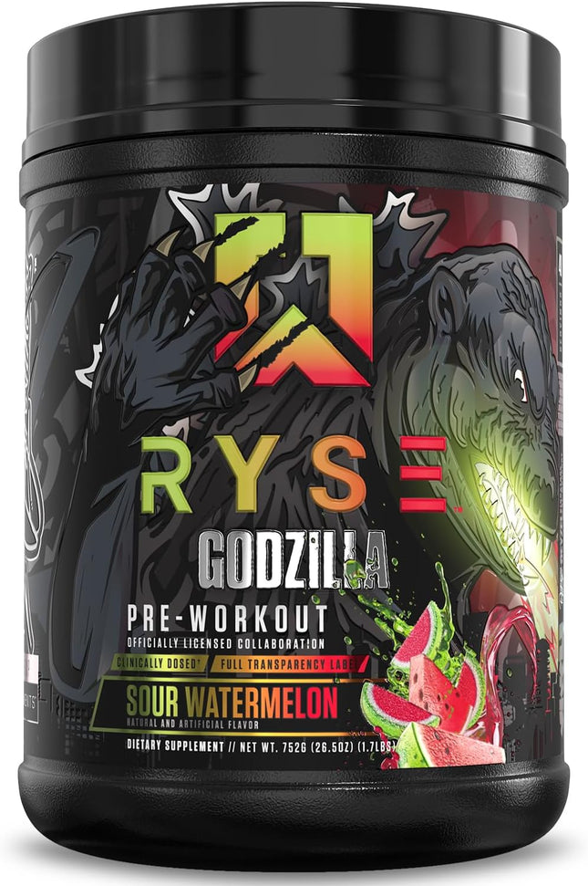 RYSE Supps Officially Licensed Noel Deyzel X Godzilla® Pre-Workout Sour Watermelon 40 Servings