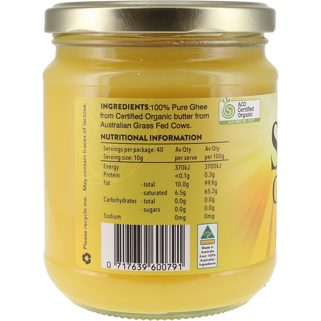 Organic Ghee - Back View