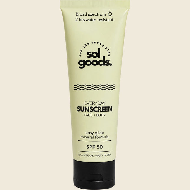 Sol Goods Everyday Sunscreen SPF50 mineral sunscreen tube for face and body
