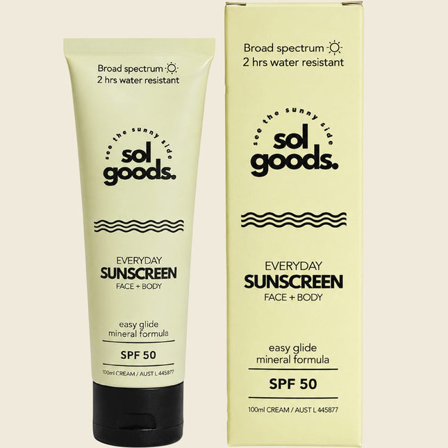 Sol Goods Everyday Sunscreen SPF50 100ml tube and box