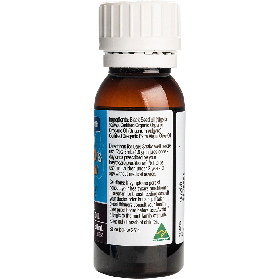 Wild Oregano with Black Seed Oil organic supplement bottle