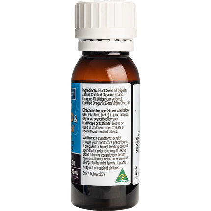 Wild Oregano with Black Seed Oil organic supplement bottle