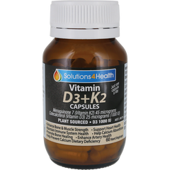 Solutions 4 Health Vitamin D3 K2 1000 IU 60 capsule bottle front