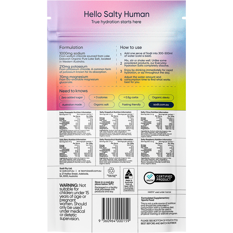 Sodii Everyday Hydration Salts – Mixed Flavour Pack (8pk)