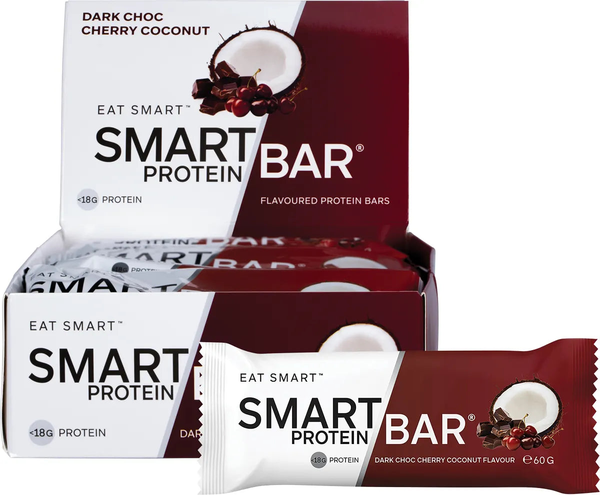 Smart Protein Bar Dark Choc Cherry Coconut Flavour Protein Bar 12x60g