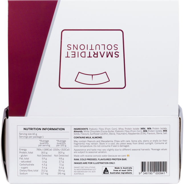 Smart Protein Bar Raspberry White Chocolate Flavour Protein Bar