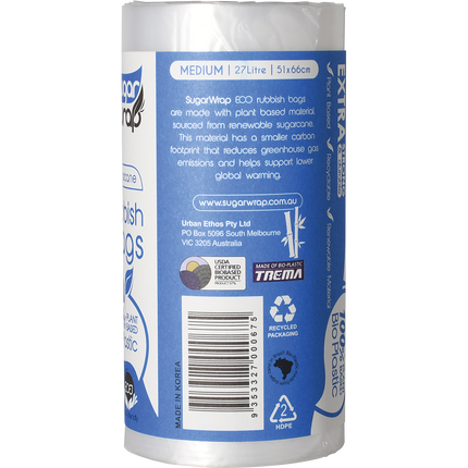 Eco Rubbish Bags Made from Sugarcane Medium 27L