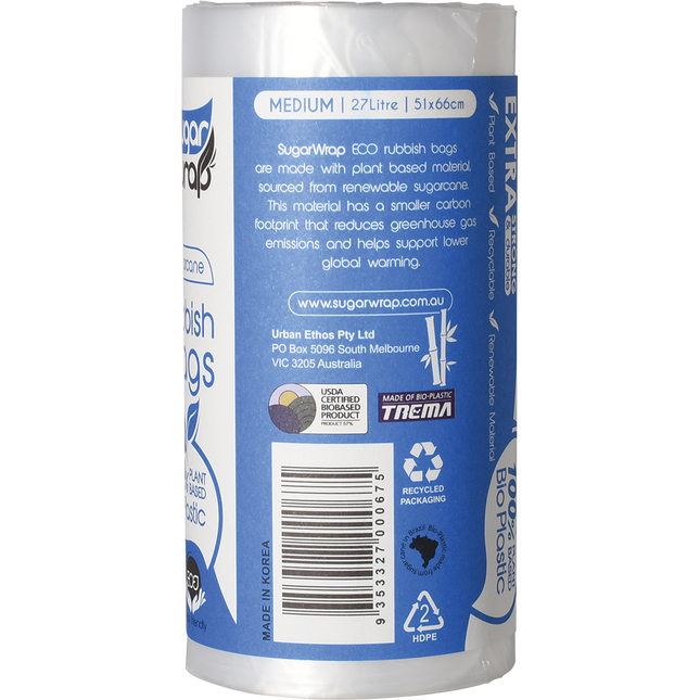 Eco Rubbish Bags Made from Sugarcane Medium 27L