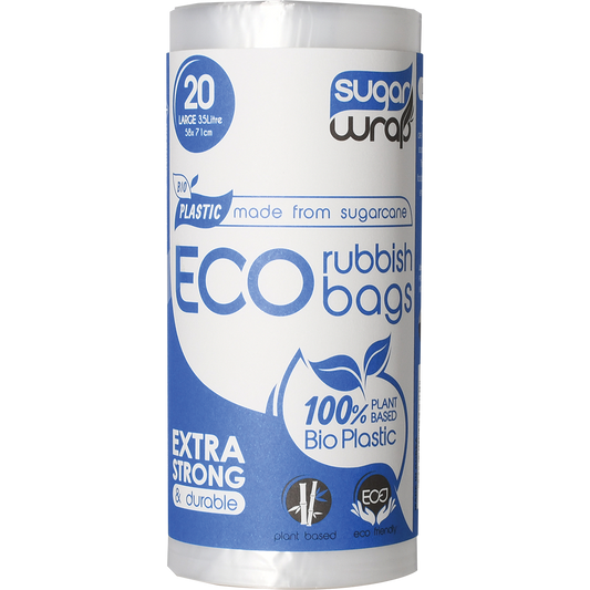Eco Rubbish Bags Made from Sugarcane Large 35L