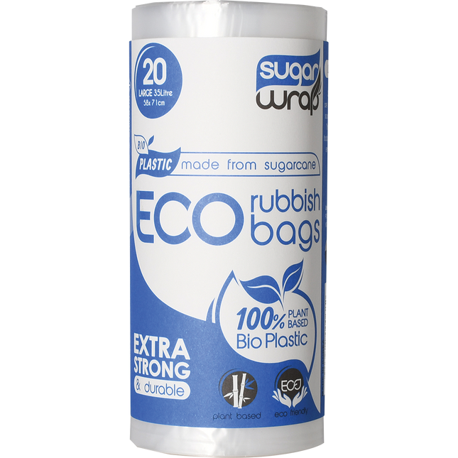 Eco Rubbish Bags Made from Sugarcane Large 35L