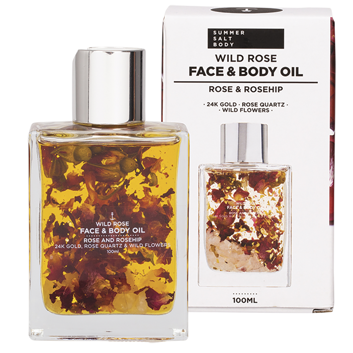 Face & Body Oil 24K Gold Wild Rose Rose Quartz