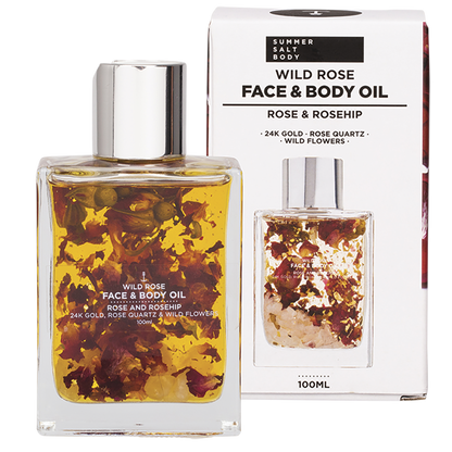 Face & Body Oil 24K Gold Wild Rose Rose Quartz
