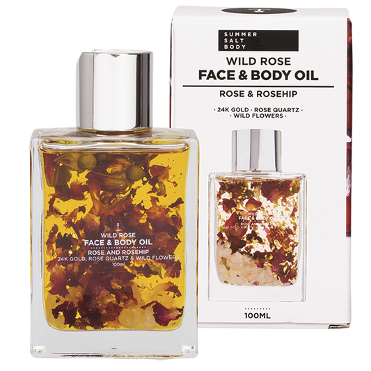 Face & Body Oil 24K Gold Wild Rose Rose Quartz