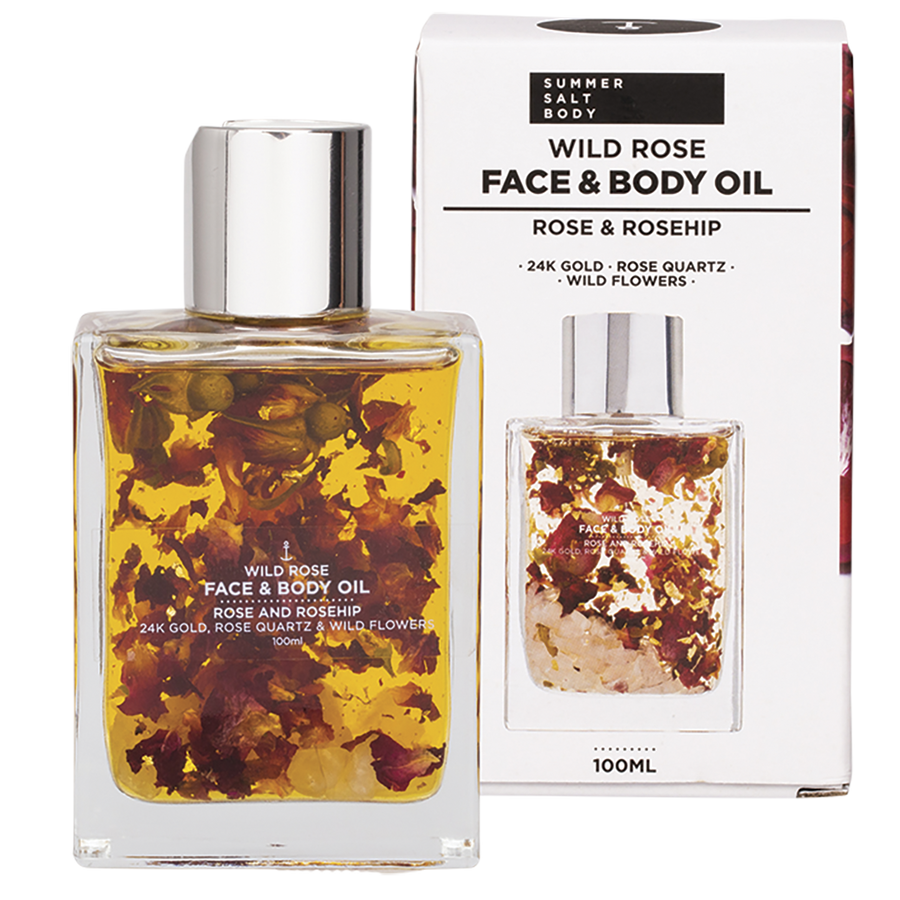 Face & Body Oil 24K Gold Wild Rose Rose Quartz